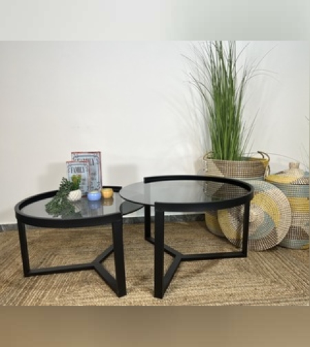 סט שולחנות סלון בצבע שחור