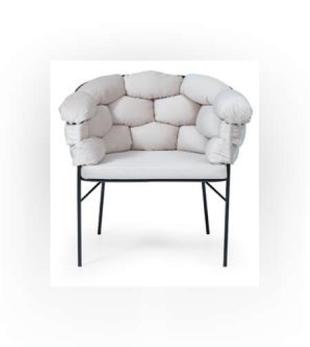 כורסאת פוף מבד קטיפה צבע קרם- הכורסא המושלמת לבית שלך