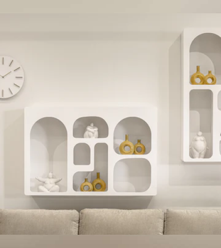 ארון מדפים פנורמי- דגם לבן