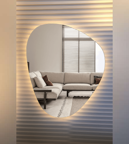 מראה אובלית עם תאורה  בגודל 60/40 ס