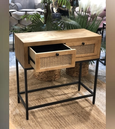 קונסולה ראטן ועץ