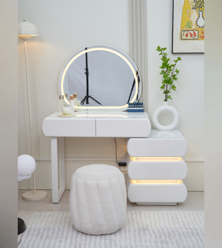 פינת איפור לבנה עם לד- דגם לוונדר(הזמנה מוקדמת)