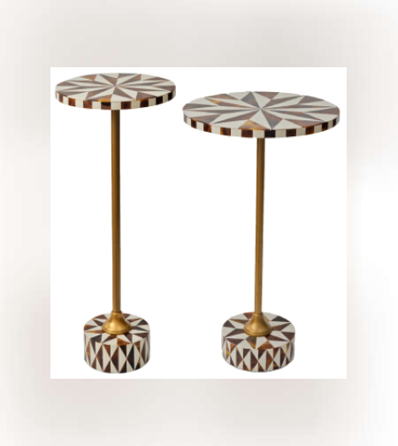 סט שולחנות מוזיאקה חום/לבן (65/60)