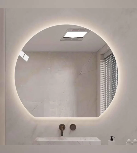 מראת קיר חצי עם לד- קוטר 90