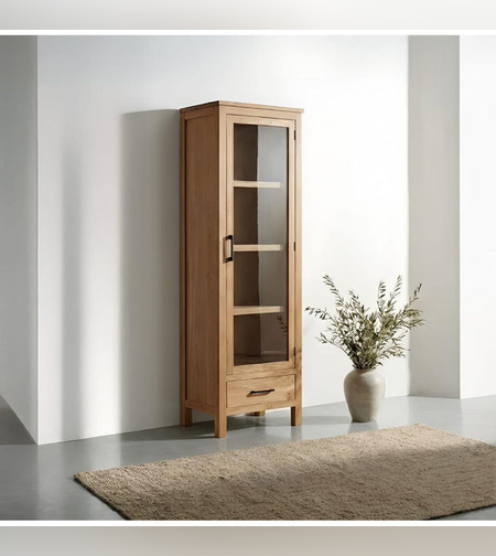 ויטרינה דגם וינה עשויה עץ טבעי בשילוב דלת זכוכית יוקרתית