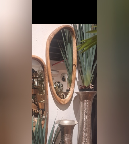 מראה עץ טבעי גודל המראה 36/80