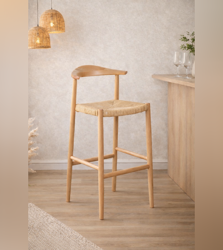 כיסא בר מעץ אלון טבעי – דגם 580600G