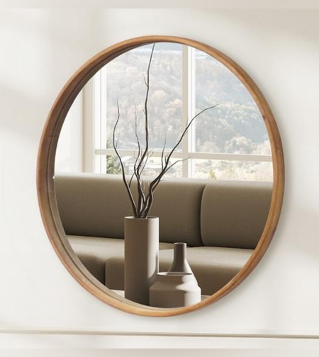 מראה עץ עגולה קוטר 80