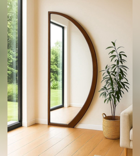 מראה מסגרת מעץ בצורת קשת - קשת ימין