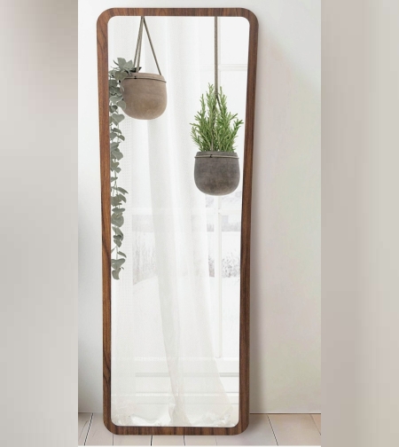 מראת גוף מלבנית מסגרת עץ אגוז 160×50