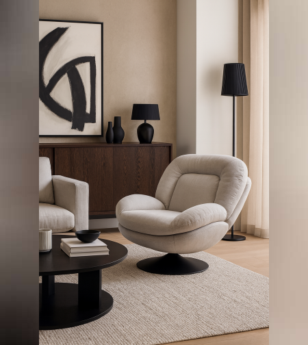 כורסה סופי | אייבורי טקסטיל ומתכת