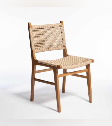 Jepara teak כסא אוכל מושב עץ טיק וראטן סינטטי