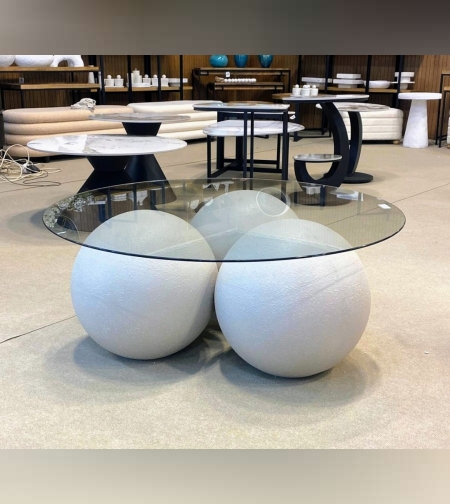 שולחן סלון כדורים עם זכוכית מחוסמת