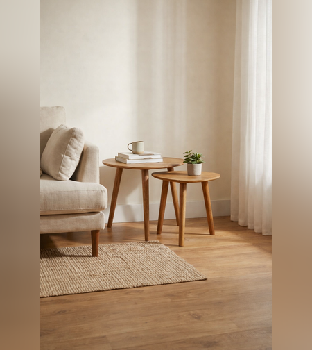 סט שולחנות סלון עץ מנגו מלא – סטייל טבעי יוקרתי -1054