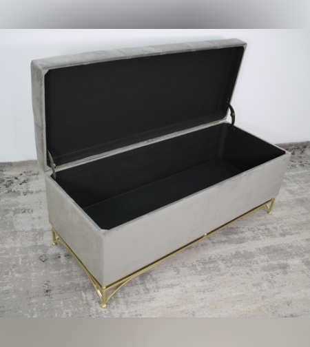 ארגז נפתח בבד קטיפה אפור על רגלי מתכת 100/41/47 ס