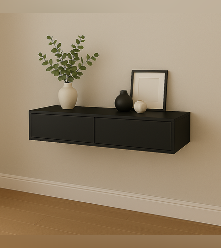 קונסולה מרחפת בעיצוב מינימליסטי - צבע שחור