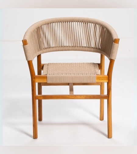 Cairo כסא אוכל מעץ טיק ואריגה סינטטית