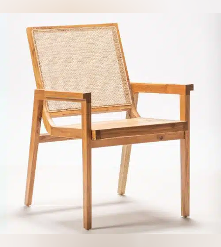 Kamden כסא מעץ טיק וראטן טבעי