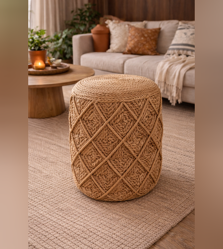 הדום ישיבה מעוצב מראטן טבעי – דגם 0242