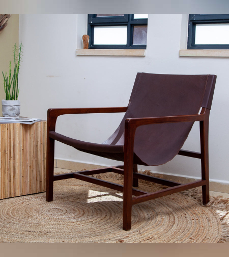 כורסאת עור קיים בחום /לבן