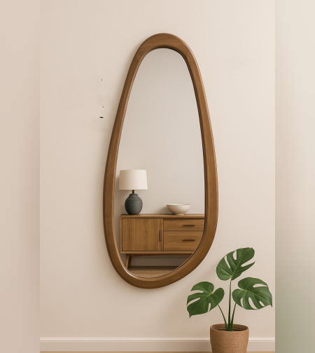 מראת עץ אליפסה יוקרתית עם מסגרת עץ