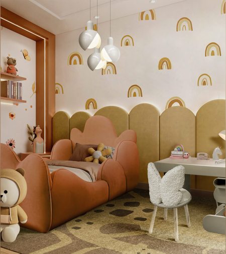 מיטת יחיד עננים-דגם כתום