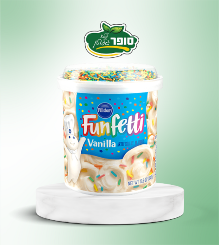 ממרח בטעם וניל לציפוי לעוגה בתוספת סוכריות צבעוניות - Pillsbury