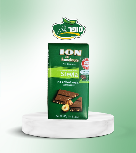 שוקולד חלב עם אגוזי לוז ללא תוספת סוכר