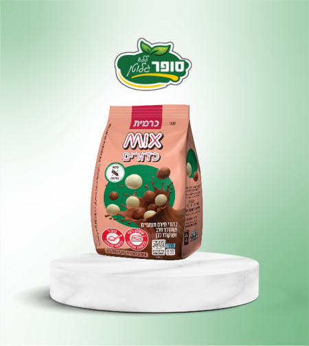 מיקס כדורי תירס מצופים שוקולד חלב ושוקולד לבן - כרמית