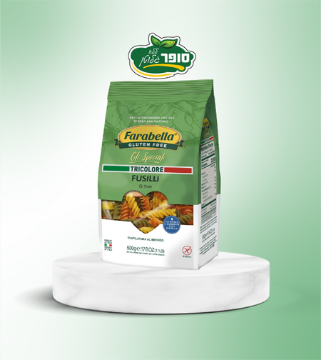 פסטה פוזילי צבעוני ללא גלוטן - 500 גרם-  farabella