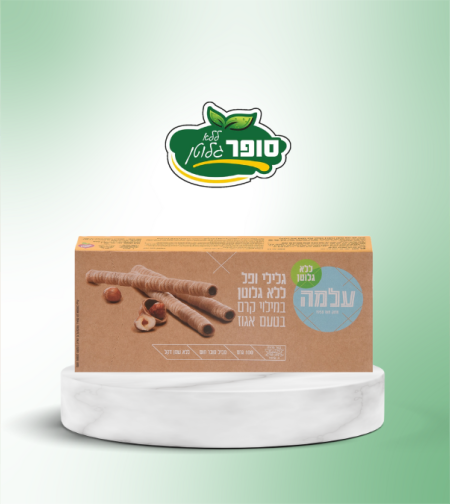 גלילי ופל במילוי קרם בטעם אגוז