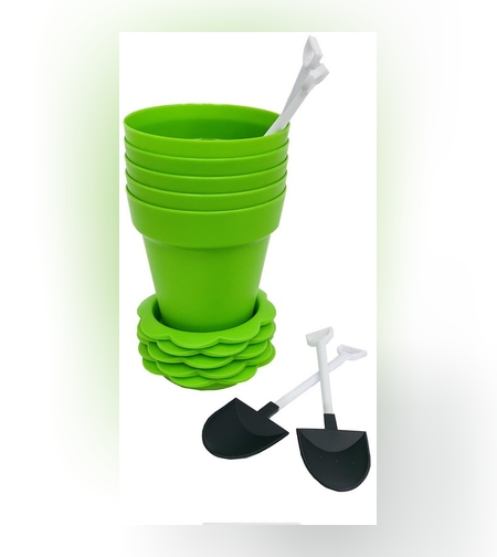 סט 5 עציץ פלסטי+תחתית+את חפירה-ירוק