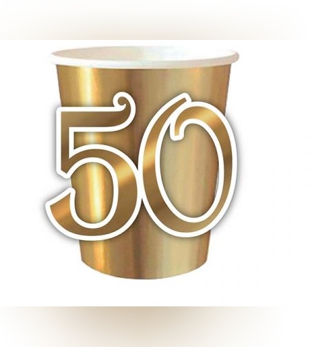 כוסות נייר 6יח-זהב עם מספר צורני-50