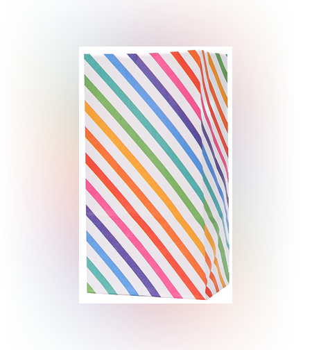 שקית נייר 8*13*24 - פסים צבעוני (10 יח')