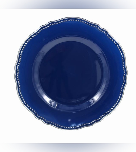 צלחות בלה 9' (10 יח') - כחול נייבי כסף