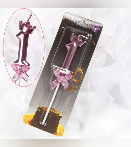 נר מספר רוז גולד עם כתר - 1