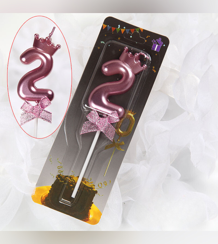 נר מספר רוז גולד עם כתר - 2