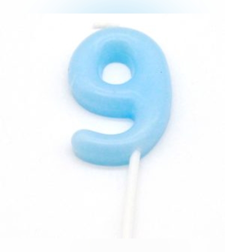 נר מספר מיני 9 פסטל תכלת