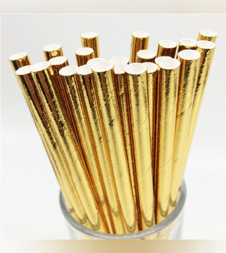 קשיות נייר מבריק זהב מטאלי 25יח