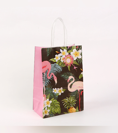 שקית נייר עם ידית 21*15*8 - פלמינגו 5014