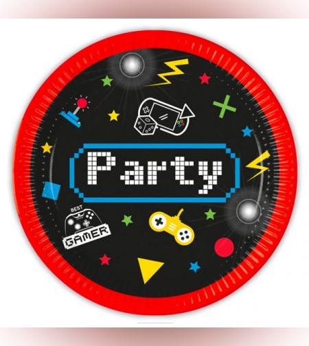 צלחות נייר 23סמ 8יח-מסיבת גימינג