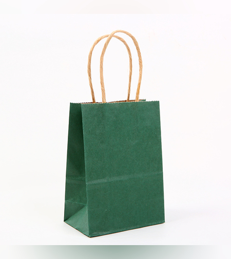 שקית נייר חלקה עם ידית 21*15*8 - ירוק כהה