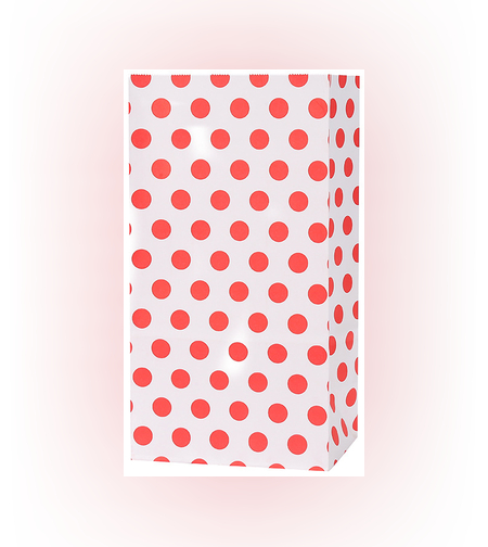 שקית נייר 8*13*24 - נקודות אדום (10 יח')