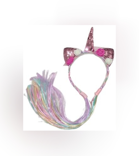 קשת חד קרן פאייטים עם שיער צבעוני