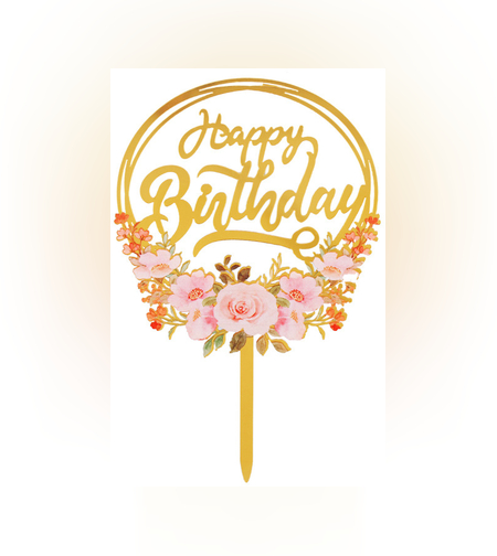 טופר פרחים HAPPY BIRTHDAY