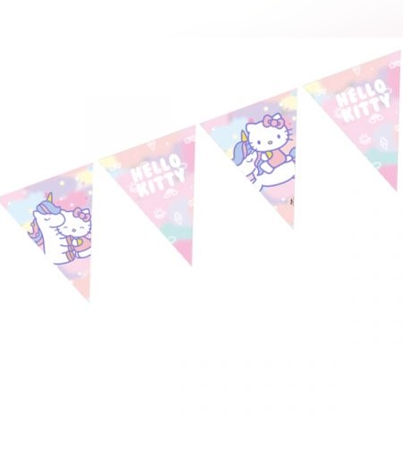 שרשרת דגלים 2.5 מ אורך 12 יח-הלו קיטי פסטל