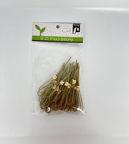 קיסמים לב מעץ - 25 יח'