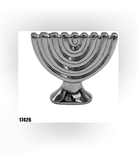 חנוכיה לקישוט מקרמיקה כסף 8*8