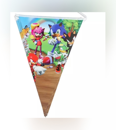 סוניק - שרשרת דגלונים משולשים / 10 יח דגלים כ 3 מטר