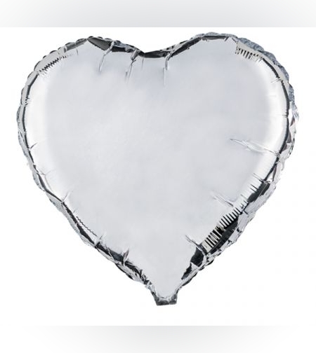 בלון מיילר 18 - לב כסף חלק (C)